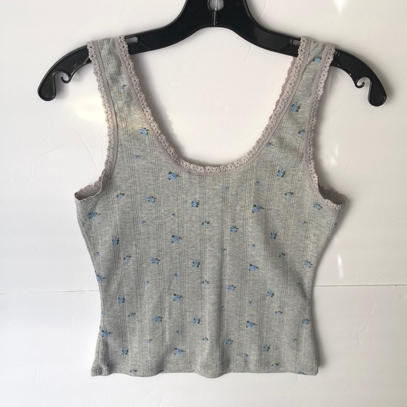 Polly & Esther Gray Cropped Sleeveless Shirt Tank Top Size M - Picture 2 of 6